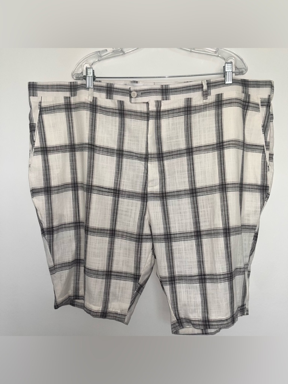Linea Uomo White Shorts with Black Plaid Trim